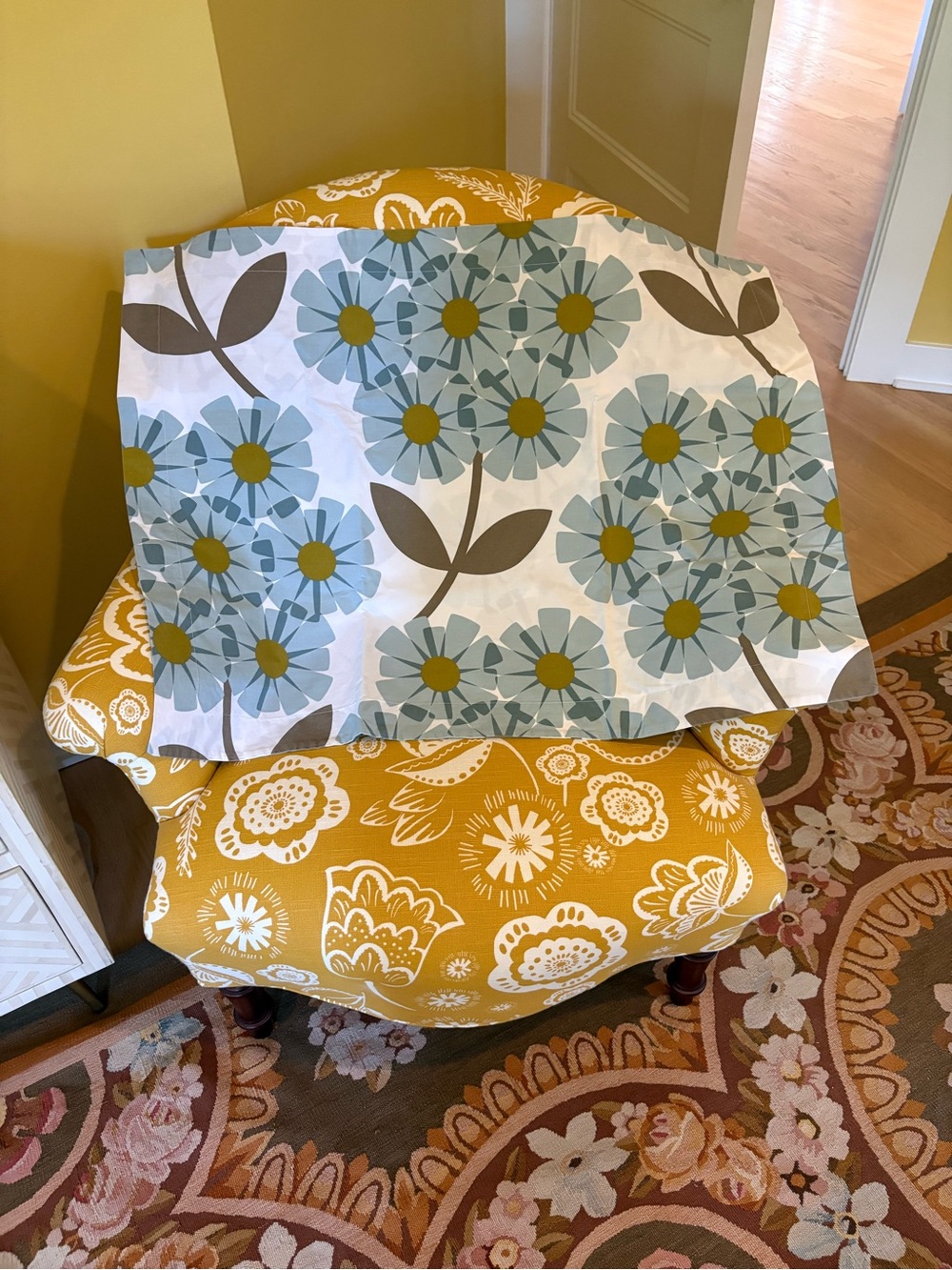 Orla Kiely Rhododendron Cerulian Blue Pair Floral Pillow Shams EUC